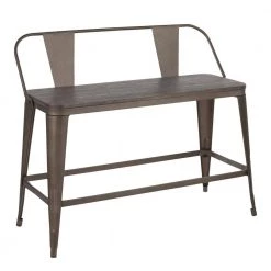 Oregon 26 in. Counter Height Bench in Antique Metal and Espresso Wood by Lumisource