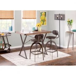 Dakota Mid-Back Adjustable Bar Stool in Antique Metal and Espresso Wood by Lumisource -Cheap Lumisource Store espresso antique lumisource bar stools bs dakmb ane 31 1000