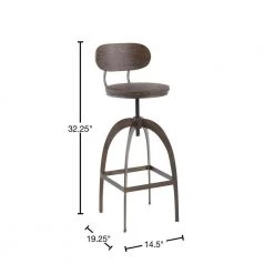 Dakota Mid-Back Adjustable Bar Stool in Antique Metal and Espresso Wood by Lumisource -Cheap Lumisource Store espresso antique lumisource bar stools bs dakmb ane 40 1000