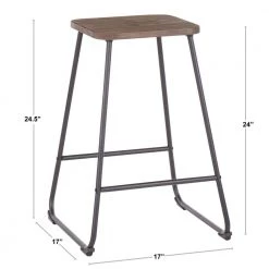 Zac 24 in. Industrial Wood and Metal Counter Stool (Set of 2) by Lumisource -Cheap Lumisource Store espresso black lumisource bar stools b24 zac bke2 40 1000