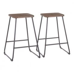 Zac 24 in. Industrial Wood and Metal Counter Stool (Set of 2) by Lumisource