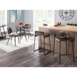 Dali 26 in. Industrial Low Back Counter Stool in Espresso Wood and Black Metal (Set of 2) by Lumisource -Cheap Lumisource Store espresso black lumisource bar stools b26 lbdali bke2 31 1000