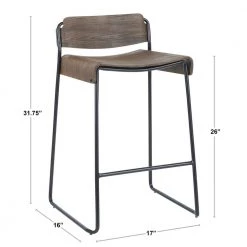 Dali 26 in. Industrial Low Back Counter Stool in Espresso Wood and Black Metal (Set of 2) by Lumisource -Cheap Lumisource Store espresso black lumisource bar stools b26 lbdali bke2 40 1000