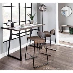 Dali 26 in. Industrial Low Back Counter Stool in Espresso Wood and Black Metal (Set of 2) by Lumisource -Cheap Lumisource Store espresso black lumisource bar stools b26 lbdali bke2 4f 1000