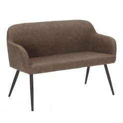 Daniella Espresso Faux Leather and Black Metal High Back Bench (30 in. x 44 in. x 23.5 in.) by Lumisource