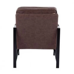 Franklin Espresso Faux Leather and Black Steel Padded Arm Chair by Lumisource -Cheap Lumisource Store espresso faux leather black steel lumisource accent chairs chr frankpad bke 66 1000