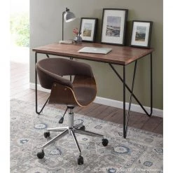 Vintage Mod Mid-Century Walnut and Espresso Fabric Modern Office Chair by Lumisource 11 Vintage Mod Mid-Century Walnut and Espresso Fabric Modern Office Chair by Lumisource -Cheap Lumisource Store espresso lumisource task chairs oc vmo wl e c3 1000