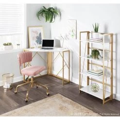 Folia 49 in. Gold and White Metal and Wood 4-Shelf Bookcase by Lumisource 19 Folia 49 in. Gold and White Metal and Wood 4-Shelf Bookcase by Lumisource -Cheap Lumisource Store gold lumisource bookcases bookshelves obc folia auw 31 1000