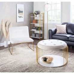 Folia 49 in. Gold and White Metal and Wood 4-Shelf Bookcase by Lumisource 17 Folia 49 in. Gold and White Metal and Wood 4-Shelf Bookcase by Lumisource -Cheap Lumisource Store gold lumisource bookcases bookshelves obc folia auw 4f 1000