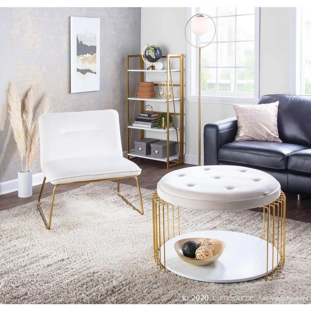 Folia 49 in. Gold and White Metal and Wood 4-Shelf Bookcase by Lumisource 9 Folia 49 in. Gold and White Metal and Wood 4-Shelf Bookcase by Lumisource - Image 7