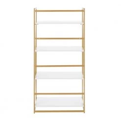 Folia 49 in. Gold and White Metal and Wood 4-Shelf Bookcase by Lumisource 14 Folia 49 in. Gold and White Metal and Wood 4-Shelf Bookcase by Lumisource -Cheap Lumisource Store gold lumisource bookcases bookshelves obc folia auw 66 1000
