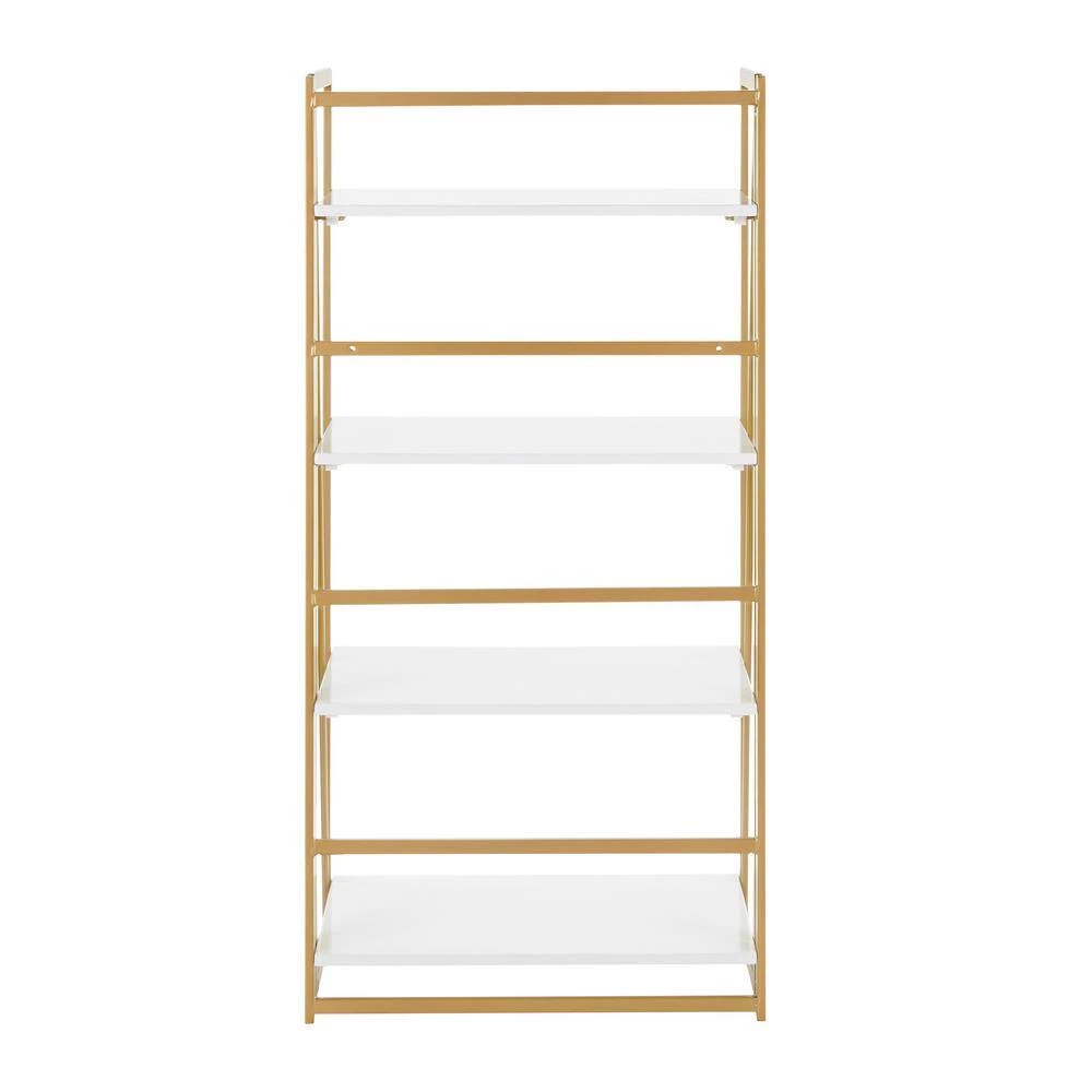 Folia 49 in. Gold and White Metal and Wood 4-Shelf Bookcase by Lumisource 6 Folia 49 in. Gold and White Metal and Wood 4-Shelf Bookcase by Lumisource - Image 4