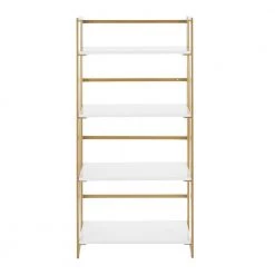 Folia 49 in. Gold and White Metal and Wood 4-Shelf Bookcase by Lumisource 15 Folia 49 in. Gold and White Metal and Wood 4-Shelf Bookcase by Lumisource -Cheap Lumisource Store gold lumisource bookcases bookshelves obc folia auw 77 1000