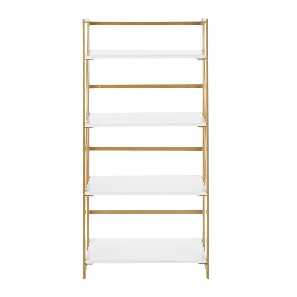 Folia 49 in. Gold and White Metal and Wood 4-Shelf Bookcase by Lumisource 7 Folia 49 in. Gold and White Metal and Wood 4-Shelf Bookcase by Lumisource - Image 5