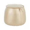 Round Contemporary Ottoman in Gold Faux Leather by Lumisource