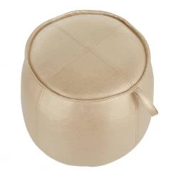 Round Contemporary Ottoman in Gold Faux Leather by Lumisource -Cheap Lumisource Store gold lumisource ottomans ot round au a0 1000