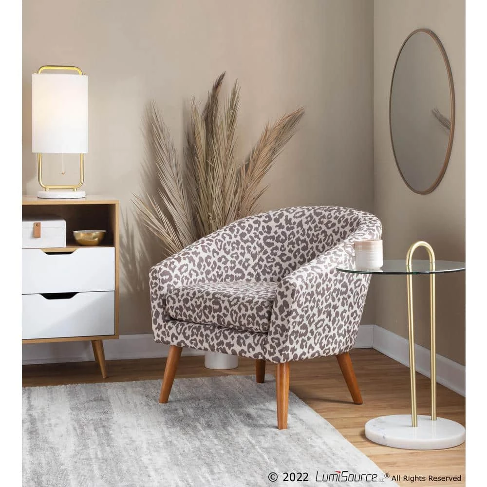 Claire 18 in. Gold Steel and White Marble Round Clear Glass End Table by Lumisource 9 Claire 18 in. Gold Steel and White Marble Round Clear Glass End Table by Lumisource - Image 7