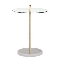 Claire 18 in. Gold Steel and White Marble Round Clear Glass End Table by Lumisource 12 Claire 18 in. Gold Steel and White Marble Round Clear Glass End Table by Lumisource -Cheap Lumisource Store gold steel white marble lumisource end side tables tb claire wmbau 66 1000