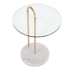 Claire 18 in. Gold Steel and White Marble Round Clear Glass End Table by Lumisource 11 Claire 18 in. Gold Steel and White Marble Round Clear Glass End Table by Lumisource -Cheap Lumisource Store gold steel white marble lumisource end side tables tb claire wmbau a0 1000