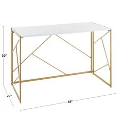 Folia 45 in. White Gold Metal and Wood Office Desk by Lumisource -Cheap Lumisource Store gold white lumisource writing desks ofd folia auw 44 1000