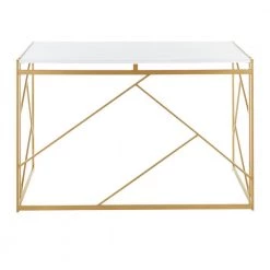 Folia 45 in. White Gold Metal and Wood Office Desk by Lumisource -Cheap Lumisource Store gold white lumisource writing desks ofd folia auw 66 1000