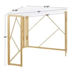 Folia 43 in. White Corner Desk in Gold Metal and Wood by Lumisource -Cheap Lumisource Store gold white lumisource writing desks ofd foliacnr auw 44 1000