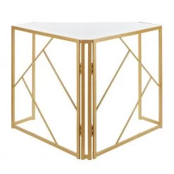 Folia 43 in. White Corner Desk in Gold Metal and Wood by Lumisource -Cheap Lumisource Store gold white lumisource writing desks ofd foliacnr auw 66 1000