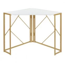 Folia 43 in. White Corner Desk in Gold Metal and Wood by Lumisource -Cheap Lumisource Store gold white lumisource writing desks ofd foliacnr auw 77 1000