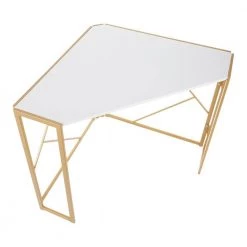 Folia 43 in. White Corner Desk in Gold Metal and Wood by Lumisource -Cheap Lumisource Store gold white lumisource writing desks ofd foliacnr auw a0 1000
