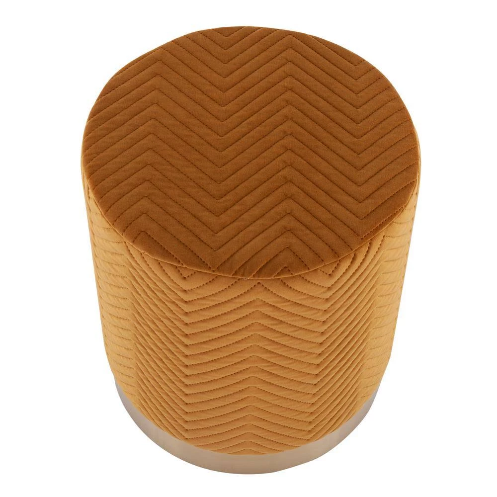 Marla Chevron Ottoman in Golden Velvet and Gold Steel by Lumisource 4 Marla Chevron Ottoman in Golden Velvet and Gold Steel by Lumisource - Image 2