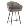 Braided Matisse 26 in. Grey Fabric and Grey Faux Leather Counter Stool by Lumisource 1 Braided Matisse 26 in. Grey Fabric and Grey Faux Leather Counter Stool by Lumisource -Cheap Lumisource Store gray black lumisource bar stools b26 braidmat bkgy 64 1000