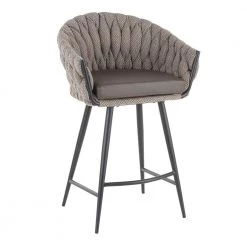 Braided Matisse 26 in. Grey Fabric and Grey Faux Leather Counter Stool by Lumisource