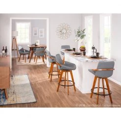 Cosmo 26 in. Walnut and Grey Faux Leather Counter Stool by Lumisource 17 Cosmo 26 in. Walnut and Grey Faux Leather Counter Stool by Lumisource -Cheap Lumisource Store gray walnut lumisource bar stools b26 cosmo wl gy 31 1000