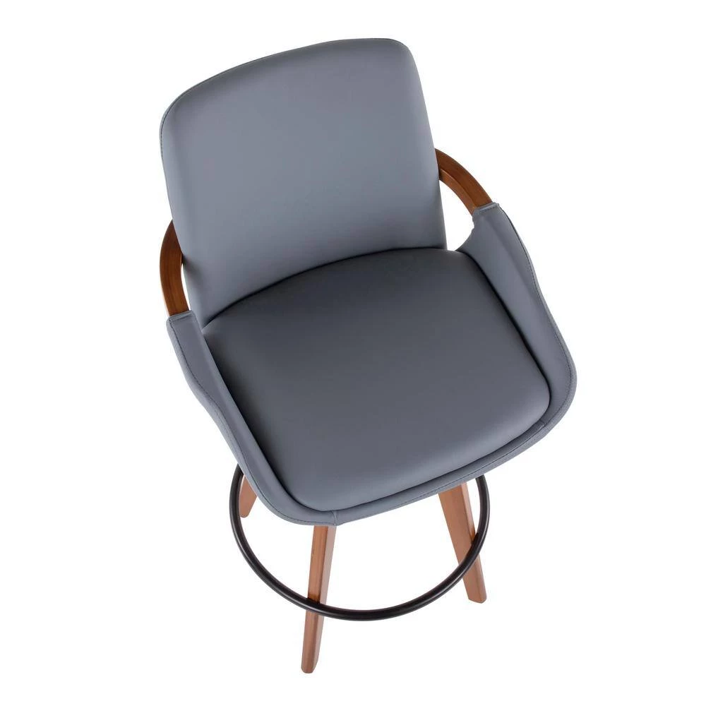 Cosmo 26 in. Walnut and Grey Faux Leather Counter Stool by Lumisource 6 Cosmo 26 in. Walnut and Grey Faux Leather Counter Stool by Lumisource - Image 4