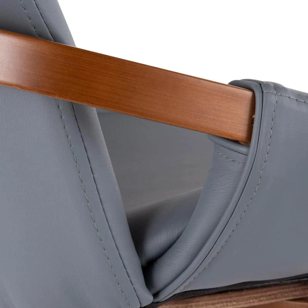 Cosmo 26 in. Walnut and Grey Faux Leather Counter Stool by Lumisource 8 Cosmo 26 in. Walnut and Grey Faux Leather Counter Stool by Lumisource - Image 6