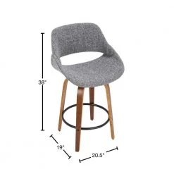 Fabrico 26 in. Walnut and Grey Counter Stool with Black Footrest (Set of 2) by Lumisource 10 Fabrico 26 in. Walnut and Grey Counter Stool with Black Footrest (Set of 2) by Lumisource -Cheap Lumisource Store gray walnut lumisource bar stools b26 fbco2q wlgy2 40 1000