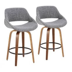 Fabrico 26 in. Walnut and Grey Counter Stool with Black Footrest (Set of 2) by Lumisource 13 Fabrico 26 in. Walnut and Grey Counter Stool with Black Footrest (Set of 2) by Lumisource -Cheap Lumisource Store gray walnut lumisource bar stools b26 fbco2q wlgy2 77 1000