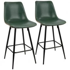 Durango 26 in. Black and Green Vintage Faux Leather Counter Stool (Set of 2) by Lumisource