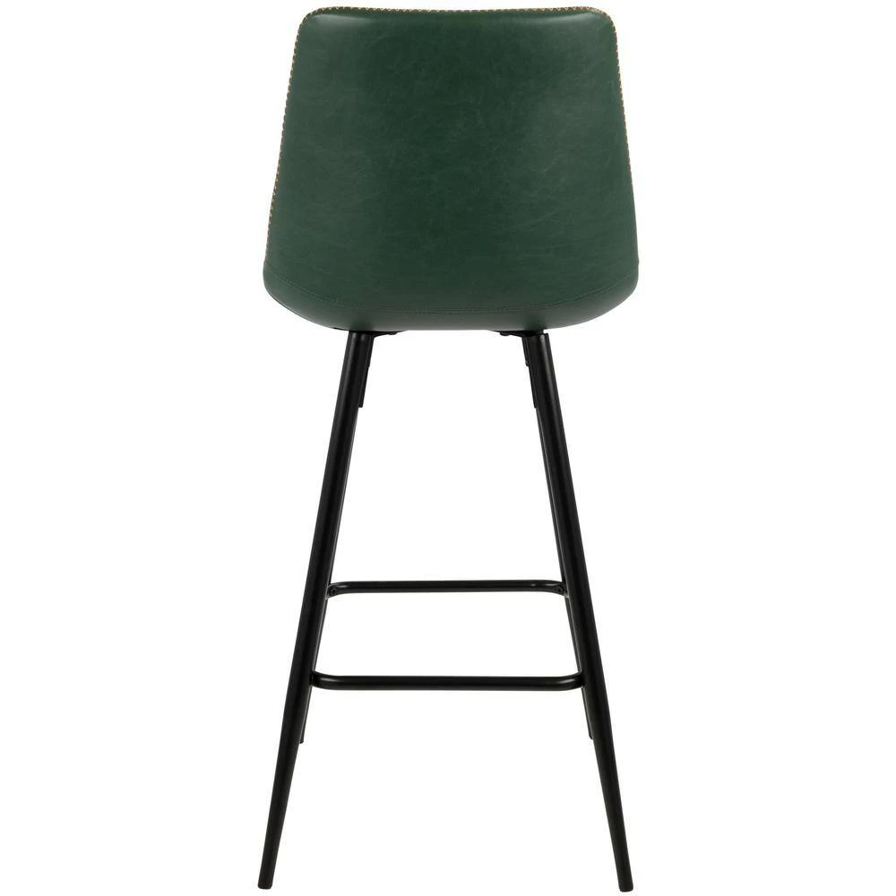 Durango 26 in. Black and Green Vintage Faux Leather Counter Stool (Set of 2) by Lumisource 6 Durango 26 in. Black and Green Vintage Faux Leather Counter Stool (Set of 2) by Lumisource - Image 4