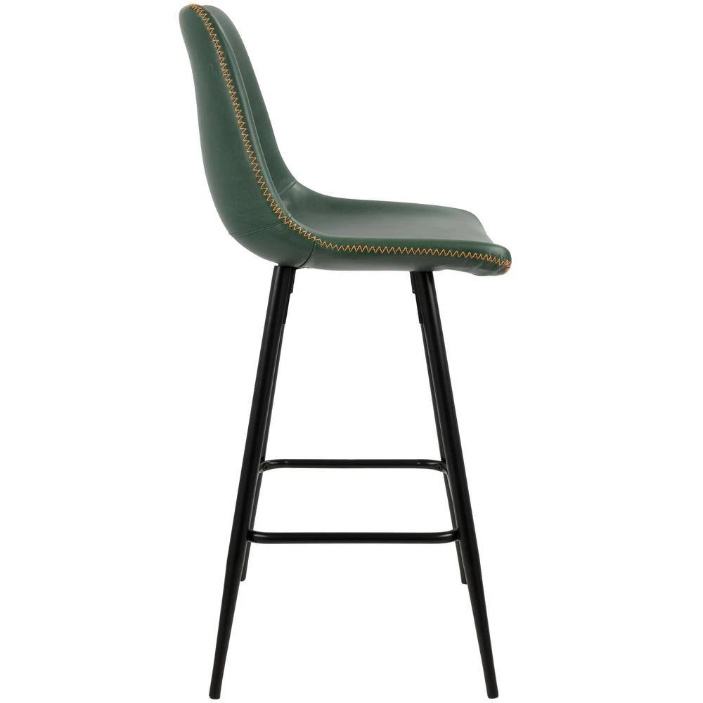 Durango 26 in. Black and Green Vintage Faux Leather Counter Stool (Set of 2) by Lumisource 4 Durango 26 in. Black and Green Vintage Faux Leather Counter Stool (Set of 2) by Lumisource - Image 2