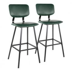 Foundry 30 in. Green Faux Leather Upholstery Bar Stool (Set of 2) by Lumisource