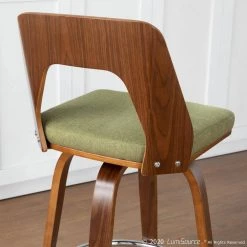 Trilogy 34.5 in. Counter Height Bar Stool in Green Fabric and Walnut Wood (Set of 2) by Lumisource -Cheap Lumisource Store green fabric walnut wood lumisource bar stools b24 trilo2 swvr wlgn2 1f 1000