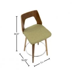 Trilogy 34.5 in. Counter Height Bar Stool in Green Fabric and Walnut Wood (Set of 2) by Lumisource -Cheap Lumisource Store green fabric walnut wood lumisource bar stools b24 trilo2 swvr wlgn2 40 1000