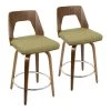 Trilogy 34.5 in. Counter Height Bar Stool in Green Fabric and Walnut Wood (Set of 2) by Lumisource 1 Trilogy 34.5 in. Counter Height Bar Stool in Green Fabric and Walnut Wood (Set of 2) by Lumisource -Cheap Lumisource Store green fabric walnut wood lumisource bar stools b24 trilo2 swvr wlgn2 64 1000
