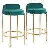 Chloe Counter Stool in Green Velvet and Gold Metal (Set of 2) by Lumisource -Cheap Lumisource Store green lumisource bar stools b26 chloe auvgn2 64 1000