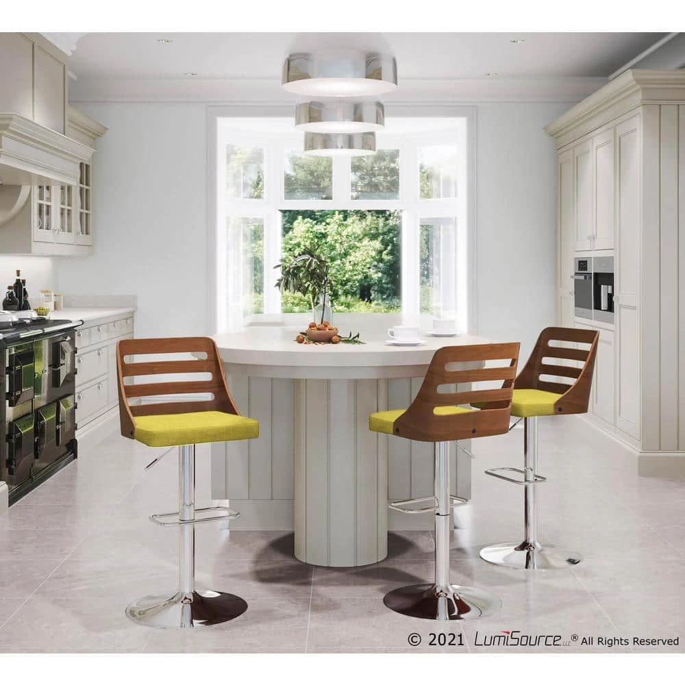 Trevi Walnut and Green Adjustable Bar Stool by Lumisource 8 Trevi Walnut and Green Adjustable Bar Stool by Lumisource - Image 6