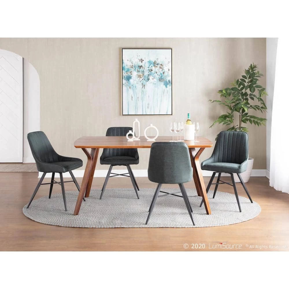 Cavalier Green Faux Leather and Black Metal Swivel Dining Chair by Lumisource 8 Cavalier Green Faux Leather and Black Metal Swivel Dining Chair by Lumisource - Image 6