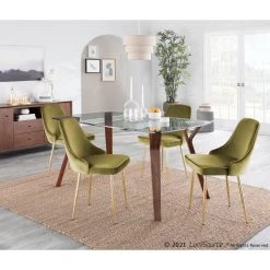 Gold and Green Marcel Velvet Dining Chair (Set of 2) by Lumisource -Cheap Lumisource Store green lumisource dining chairs dc marcl au gn2 1f 1000