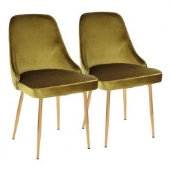 Gold and Green Marcel Velvet Dining Chair (Set of 2) by Lumisource