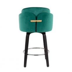 Dahlia 37 in. Green Velvet and Black Wood Counter Height Bar Stool (Set of 2) by Lumisource -Cheap Lumisource Store green velvet black wood lumisource bar stools b26 dahlia r2 bkvgn2 66 1000